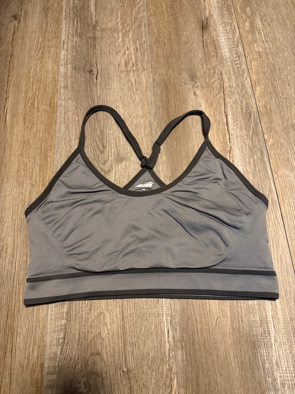 Avia Gray Racerback Sports Bra with Black Trim
